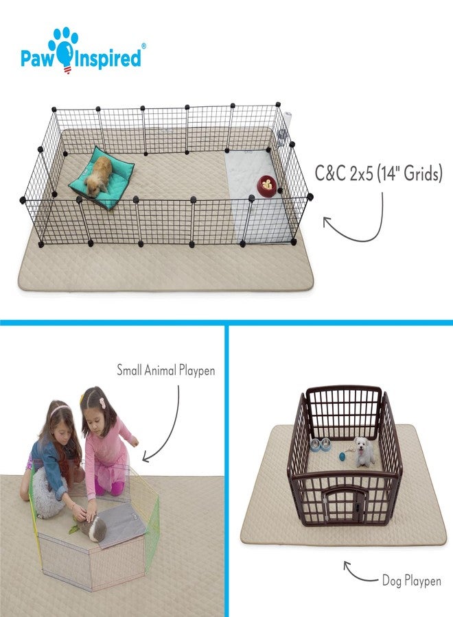 Paw Inspired Playpen Mat, Super Absorbent Fleece Cage Liner with Non-Slip Bottom, Waterproof Pet Play Pen Pad for Dogs, Rabbits, Guinea Pigs, Hamsters, Small Animals (Tan, 80x50 Inch Rectangular) - Image 5